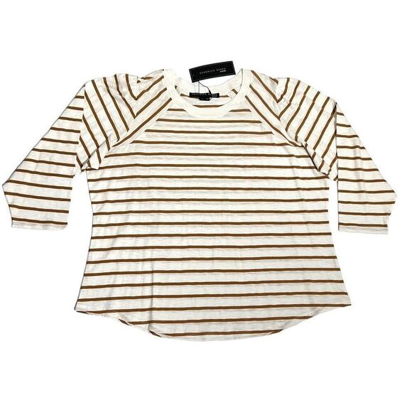 Veronica Beard Striped 3/4 Sleeve 3XLarge White & Orange Top Shirt - Picture 2 of 9